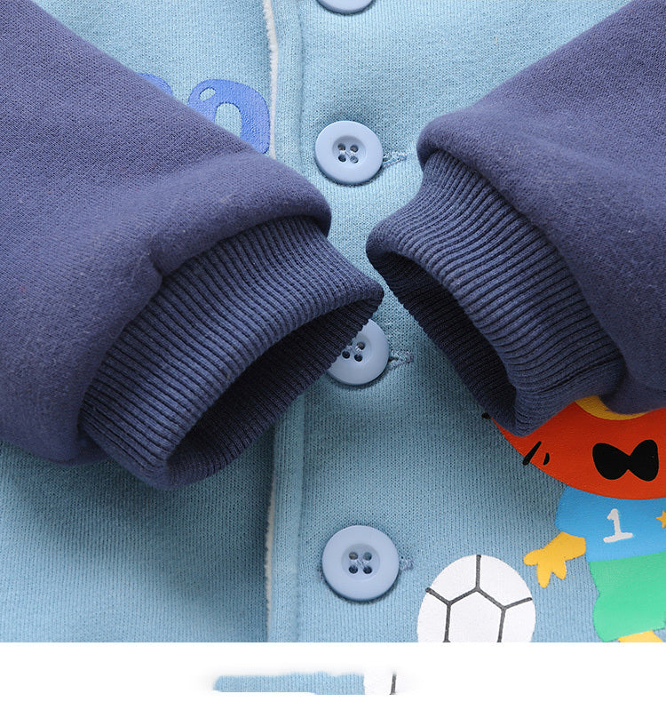 Baby Plus Fleece Hooded Jacket Autumn And Winter Clothes