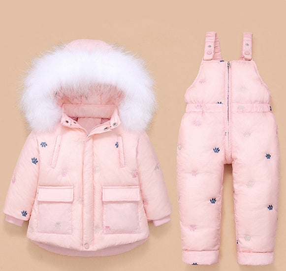 New Children's Down Jacket Suit Baby Winter Thickened Baby Girl Strap Two-piece Jacket