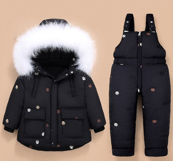 New Children's Down Jacket Suit Baby Winter Thickened Baby Girl Strap Two-piece Jacket